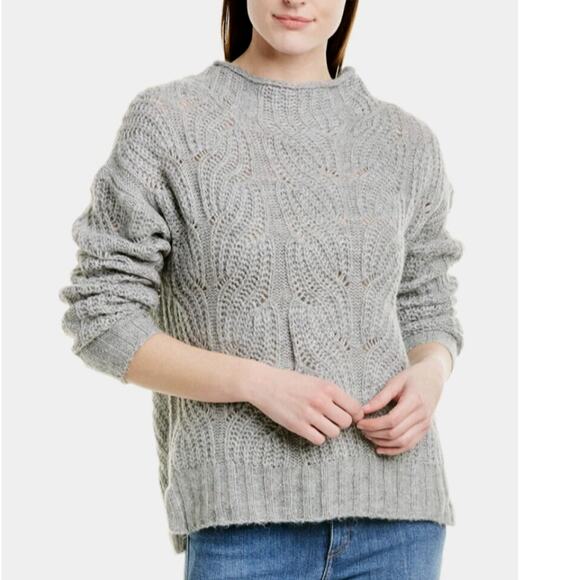 J.Crew Alpaca Blend Womens Pointelle Cable Knit Sweater AF007 Cottage Gray XL - Picture 16 of 16